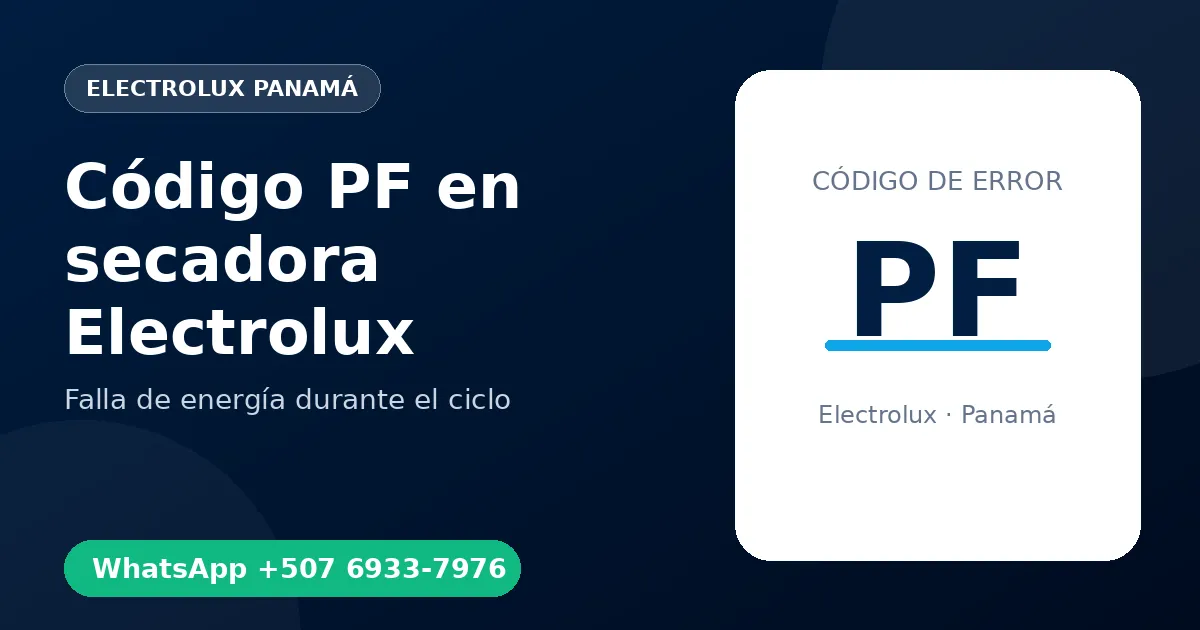Código PF en secadora Electrolux